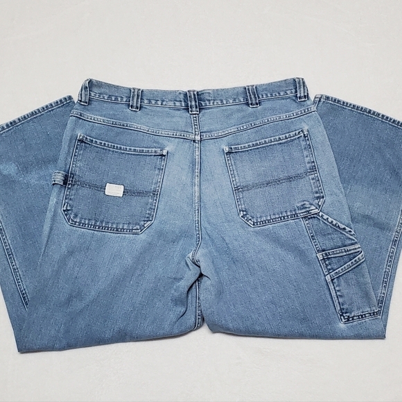 VINTAGE 90s Old Navy Light Wash Distressed High Rise Skater Carpenter Jeans 36 - Picture 5 of 10